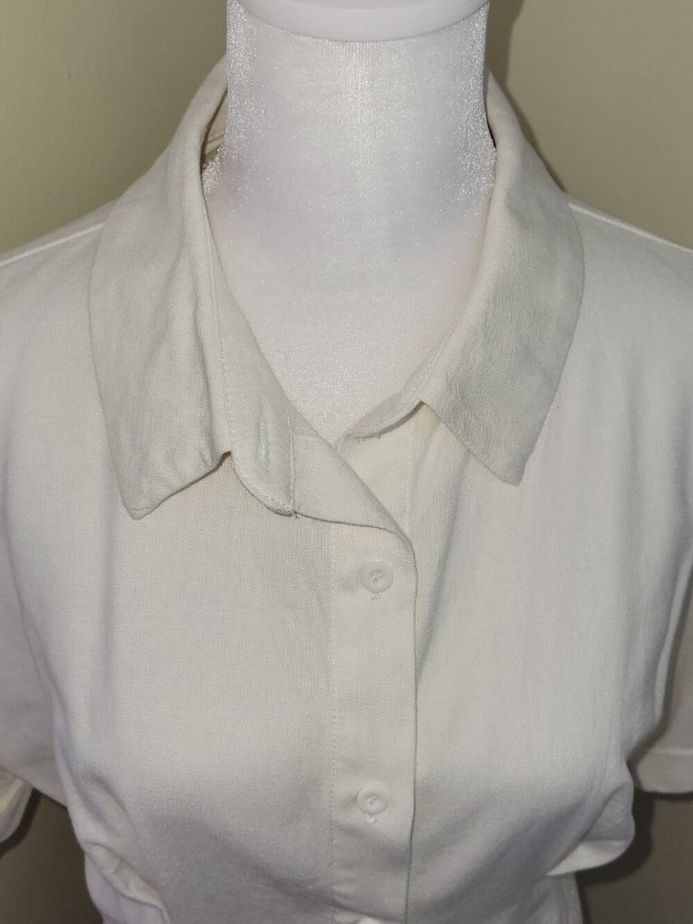 Forever 21 Button Front Crop Top Ivory Short Sleeve Pleated Women's Size M - Picture 7 of 13